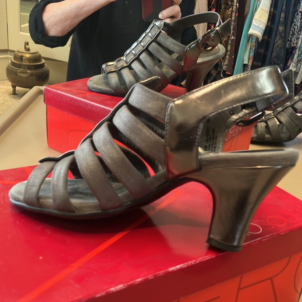 Aerosols gray fabric sling back sandals